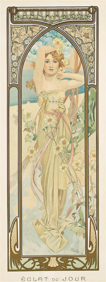 ALPHONSE MUCHA (1860-1939).  [TIMES OF THE DAY]. Group of four decorative panels. 1899. Each 42¾x16½ inches, 108½x42 cm. [F. Champenois